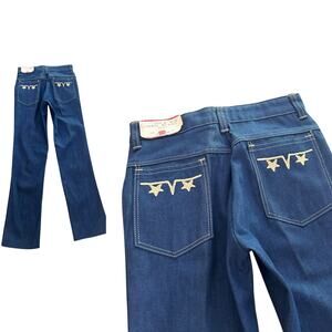 NWT 70s High Waist Skinny Jeans Embroidered Pockets XS waist 24